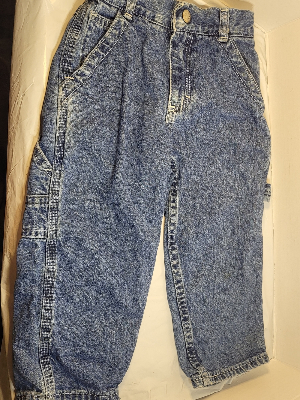 OshKosh B'Gosh 2T Denim Carpenter Jeans Toddler Vintage Small Stain Knee (V)